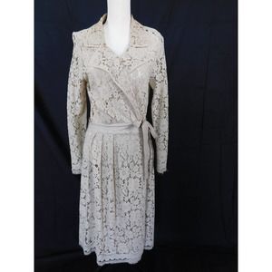 LA PERLA NUDE COLOR LACE FULL LENGTH ROBE DRESS SZ 42